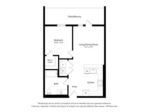 a floor plan of a unit with a bedroom and a living room